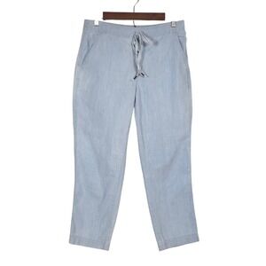 J Crew Seaside Chambray Pull On Stretch Mid Rise Straight Leg Pants Womens Small